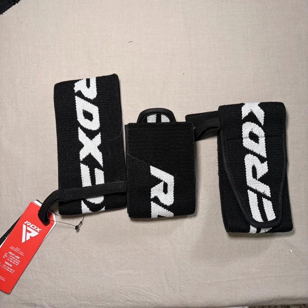 RDX Weightlifting Wrist Wraps Heavy‎ Duty Gym Support Straps Black White NWT